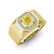 4 - Dominic 1.50 ctw Created Yellow Sapphire Hexagonal Halo Men Wedding Band (11 mm) 