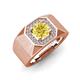 4 - Dominic 1.50 ctw Created Yellow Sapphire Hexagonal Halo Men Wedding Band (11 mm) 
