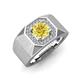 4 - Dominic 1.50 ctw Created Yellow Sapphire Hexagonal Halo Men Wedding Band (11 mm) 