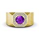 1 - Dominic 1.17 ctw Amethyst Hexagonal Halo Men Wedding Band (11 mm) 