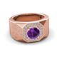 3 - Dominic 1.17 ctw Amethyst Hexagonal Halo Men Wedding Band (11 mm) 
