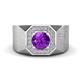 1 - Dominic 1.17 ctw Amethyst Hexagonal Halo Men Wedding Band (11 mm) 