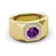 3 - Dominic 1.17 ctw Amethyst Hexagonal Halo Men Wedding Band (11 mm) 