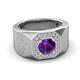 3 - Dominic 1.17 ctw Amethyst Hexagonal Halo Men Wedding Band (11 mm) 