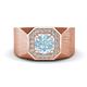 1 - Dominic 1.17 ctw Aquamarine Hexagonal Halo Men Wedding Band (11 mm) 