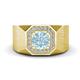 1 - Dominic 1.17 ctw Aquamarine Hexagonal Halo Men Wedding Band (11 mm) 