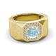 3 - Dominic 1.17 ctw Aquamarine Hexagonal Halo Men Wedding Band (11 mm) 