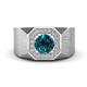1 - Dominic 1.30 ctw Blue Diamond Hexagonal Halo Men Wedding Band (11 mm) 