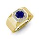 4 - Dominic 1.50 ctw Created Blue Sapphire Hexagonal Halo Men Wedding Band (11 mm) 