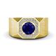 1 - Dominic 1.50 ctw Created Blue Sapphire Hexagonal Halo Men Wedding Band (11 mm) 