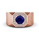 1 - Dominic 1.50 ctw Created Blue Sapphire Hexagonal Halo Men Wedding Band (11 mm) 
