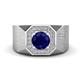 1 - Dominic 1.50 ctw Created Blue Sapphire Hexagonal Halo Men Wedding Band (11 mm) 