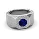3 - Dominic 1.50 ctw Created Blue Sapphire Hexagonal Halo Men Wedding Band (11 mm) 