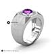 5 - Dominic 1.17 ctw Amethyst Hexagonal Halo Men Wedding Band (11 mm) 