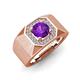 4 - Dominic 1.17 ctw Amethyst Hexagonal Halo Men Wedding Band (11 mm) 