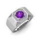 4 - Dominic 1.17 ctw Amethyst Hexagonal Halo Men Wedding Band (11 mm) 