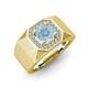 4 - Dominic 1.17 ctw Aquamarine Hexagonal Halo Men Wedding Band (11 mm) 