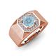 4 - Dominic 1.17 ctw Aquamarine Hexagonal Halo Men Wedding Band (11 mm) 