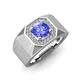 4 - Dominic 1.50 ctw Tanzanite Hexagonal Halo Men Wedding Band (11 mm) 
