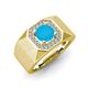 4 - Dominic 0.92 ctw Turquoise Hexagonal Halo Men Wedding Band (11 mm) 