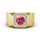 1 - Dominic 1.17 ctw Pink Tourmaline Hexagonal Halo Men Wedding Band (11 mm) 