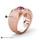 5 - Dominic 1.17 ctw Pink Tourmaline Hexagonal Halo Men Wedding Band (11 mm) 