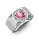 4 - Dominic 1.17 ctw Pink Tourmaline Hexagonal Halo Men Wedding Band (11 mm) 