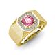 4 - Dominic 1.17 ctw Pink Tourmaline Hexagonal Halo Men Wedding Band (11 mm) 
