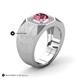 5 - Dominic 1.17 ctw Pink Tourmaline Hexagonal Halo Men Wedding Band (11 mm) 
