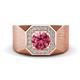 1 - Dominic 1.17 ctw Pink Tourmaline Hexagonal Halo Men Wedding Band (11 mm) 