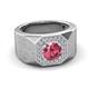 3 - Dominic 1.17 ctw Pink Tourmaline Hexagonal Halo Men Wedding Band (11 mm) 