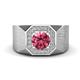 1 - Dominic 1.17 ctw Pink Tourmaline Hexagonal Halo Men Wedding Band (11 mm) 
