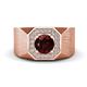 1 - Dominic 1.35 ctw Red Garnet Hexagonal Halo Men Wedding Band (11 mm) 