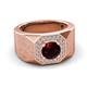 3 - Dominic 1.35 ctw Red Garnet Hexagonal Halo Men Wedding Band (11 mm) 