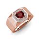 4 - Dominic 1.35 ctw Red Garnet Hexagonal Halo Men Wedding Band (11 mm) 
