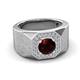 3 - Dominic 1.35 ctw Red Garnet Hexagonal Halo Men Wedding Band (11 mm) 