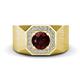 1 - Dominic 1.35 ctw Red Garnet Hexagonal Halo Men Wedding Band (11 mm) 