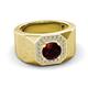 3 - Dominic 1.35 ctw Red Garnet Hexagonal Halo Men Wedding Band (11 mm) 