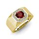 4 - Dominic 1.35 ctw Red Garnet Hexagonal Halo Men Wedding Band (11 mm) 