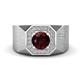 1 - Dominic 1.35 ctw Red Garnet Hexagonal Halo Men Wedding Band (11 mm) 