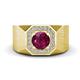 1 - Dominic 1.30 ctw Rhodolite Garnet Hexagonal Halo Men Wedding Band (11 mm) 