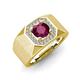 4 - Dominic 1.30 ctw Rhodolite Garnet Hexagonal Halo Men Wedding Band (11 mm) 