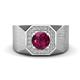 1 - Dominic 1.30 ctw Rhodolite Garnet Hexagonal Halo Men Wedding Band (11 mm) 