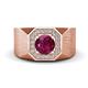 1 - Dominic 1.30 ctw Rhodolite Garnet Hexagonal Halo Men Wedding Band (11 mm) 