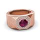 3 - Dominic 1.30 ctw Rhodolite Garnet Hexagonal Halo Men Wedding Band (11 mm) 