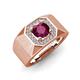 4 - Dominic 1.30 ctw Rhodolite Garnet Hexagonal Halo Men Wedding Band (11 mm) 