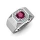4 - Dominic 1.30 ctw Rhodolite Garnet Hexagonal Halo Men Wedding Band (11 mm) 