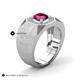 5 - Dominic 1.30 ctw Rhodolite Garnet Hexagonal Halo Men Wedding Band (11 mm) 