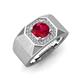 4 - Dominic 1.25 ctw Created Ruby Hexagonal Halo Men Wedding Band (11 mm) 