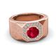 3 - Dominic 1.25 ctw Created Ruby Hexagonal Halo Men Wedding Band (11 mm) 